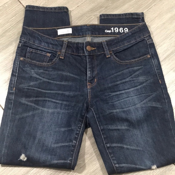 GAP 1969 DarkWash Distressed Always Skinny Jeans - Picture 1 of 11
